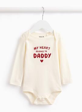 Cream Valentines My Heart Belongs To Daddy Bodysuit
