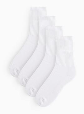 White Ribbed Sports Socks 4 Pack 4-8