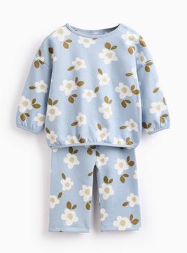 Blue Floral Print Sweatshirt & Leggings Set