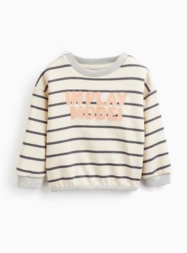 Mono Striped Play Mode Print Sweatshirt
