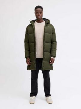 JJ REBEL Rebel Logo Long Puffer Coat Green