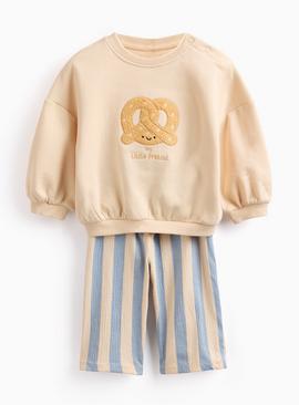 Cream Pretzel Print Sweatshirt & Joggers Set