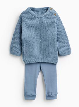 Blue Fisherman Knitted Jumper & Leggings Set