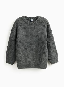 Textured Knitted Crew Neck Jumper