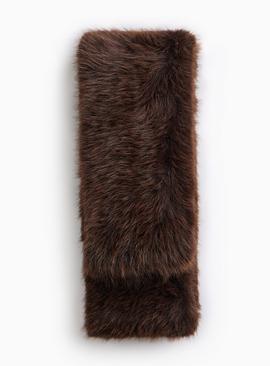 Chocolate Brown Faux Fur Scarf One Size