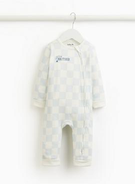 Blue Little Brother Checkerboard Sleepsuit