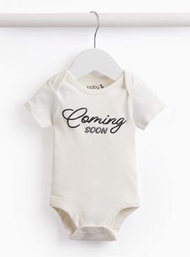 White Coming Soon Print Bodysuit Newborn