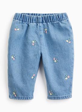 Blue Barrel Leg Denim Trousers