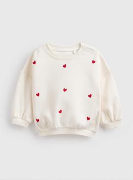 White & Red Heart Sweatshirt