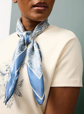 Tu x Morris & Co. Light Blue Marigold Leaf Print Triangle Scarf One Size