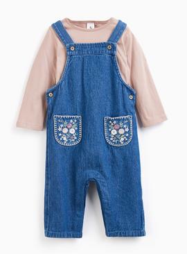 Blue Denim Dungaree Set