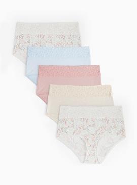 Floral Lace Full Brief Knickers 5 Pack