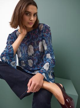Tu x Morris & Co. Printed Long Sleeve Mesh Top