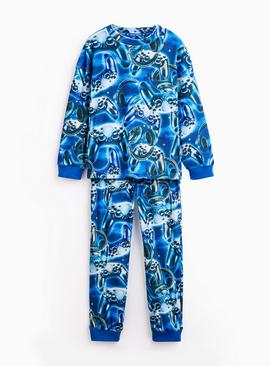 Blue Gamer Print Slinky Pyjamas