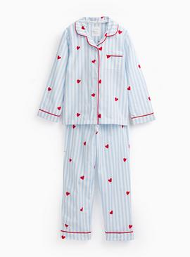 Mini Me Blue Valentine's Striped Traditional Pyjamas