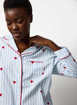 Mini Me Blue Valentine's Striped Traditional Pyjamas