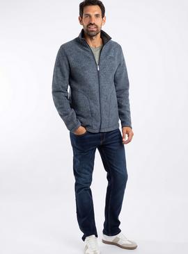 WEIRD FISH Shires Full Zip Grid Fleece Navy