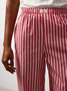 Pink & Red Stripe Poplin Cotton Pyjama Bottoms