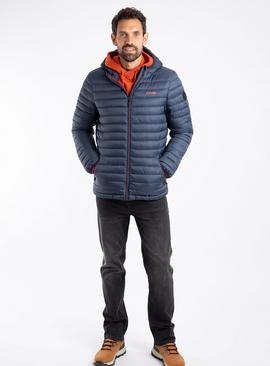 WEIRD FISH Flete Lightweight Showerproof Padded Hooded Jacket Navy