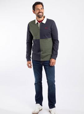 WEIRD FISH Lyon Organic Cotton Colour Block Rugby Shirt