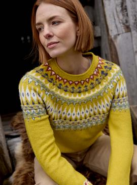 WEIRD FISH Lowell Fair Isle Jumper Green