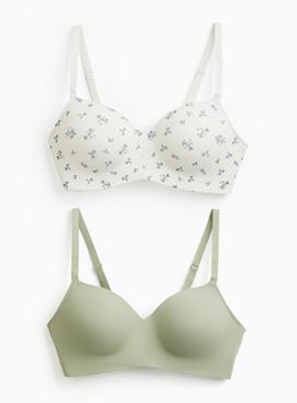 Green & Ditsy One Piece Bra 2 Pack