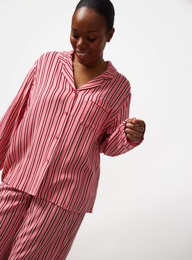 Pink Striped Viscose Traditional Pyjamas