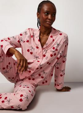 Mini Me Pink Cherry Printed Traditional Pyjamas