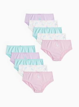 Pastel Unicorn Printed Cotton Briefs 10 Pack