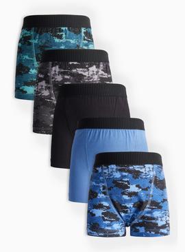 Blue & Black Camo Print Trunks 5 Pack