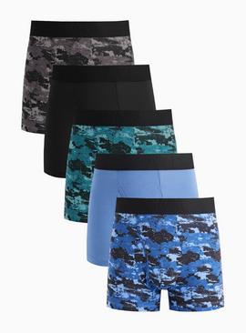 Blue Camo Print Print Trunks 5 Pack