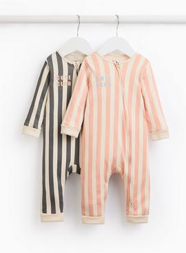 Cute Club Vertical Stripe Sleepsuits 2 Pack