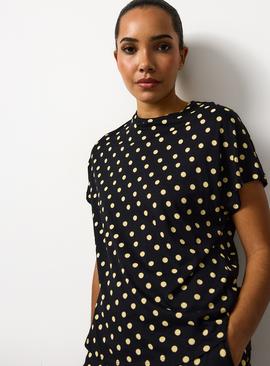 Black Spotted Modal Pyjama Tee