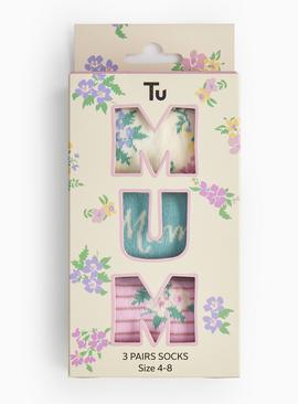 Mothers day Ankle Socks 3 Pack 4-8