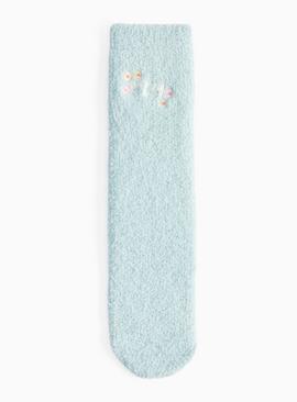 Teal Mothers' Day Embroidered Socks 4-8