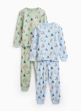 Animal Bike Print Pyjama Set 2 Pack