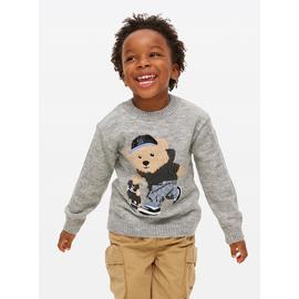 Grey Bear Printed Knitted Jumper