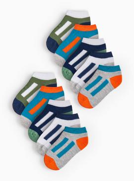 Green & Blue Trainer Socks 5 Pack