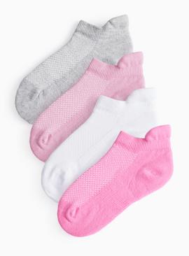 Pink Cushioned Sole Trainer Socks 4 Pack
