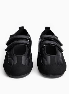 Black Twin Strap Ballerinas
