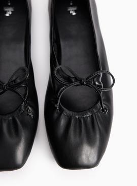 Black Square Toe Ballerina Shoes