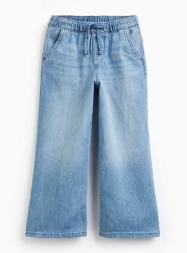 Light Blue Wide Leg Pull On Jeans