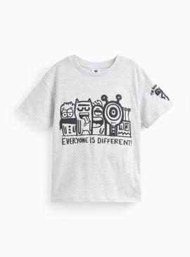 Grey Marl Doodle Boy Graphic T-Shirt