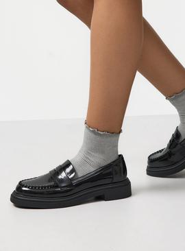 Black Chunky High Shine Loafers