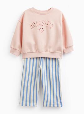 Pink Merci Print Sweat Set