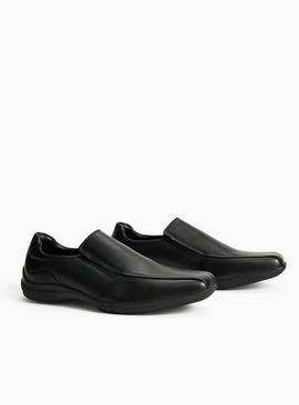 Black Leather Sole Comfort Slip On Shoes