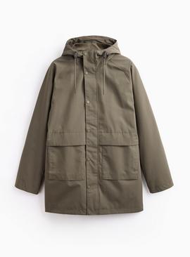 Olive Longline Hooded Mac