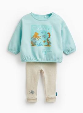 Blue & Cream The Tiddler Print Sweat Set