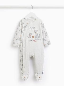 Grey Tabby McTat Print Sleepsuit