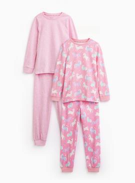 Unicorn Heart Printed Pyjama Set 2 Pack